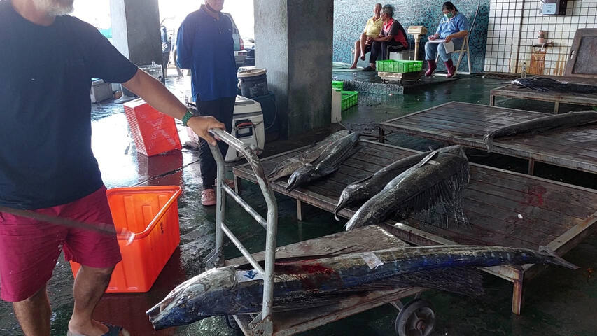 商家搬運魚貨